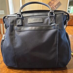 Sarah Wells Breast Pump Bag Large Tote Double Handles Black with pink lining EUC